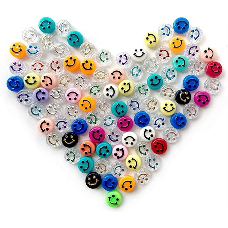 100pcs Smiley Face Beads - Happy Face Spacer Beads for DIY Jewelry