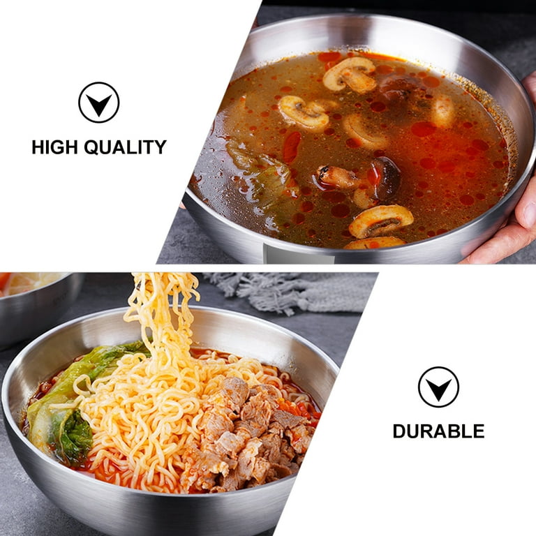 1Pc Stainless Steel Bowl Double Layer Insulated Bowl Large Soup Bowl Food  Holder 