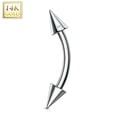 thumbnail image 2 of Spike End Eyebrow Curve Ring 14 Karat Solid Gold 16g, 2 of 3