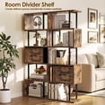 thumbnail image 6 of Housolution 6 Tier Geometric Bookshelf, S-Shaped Freestanding Open Display Bookcase, Corner Room Divider Storage Shelf for Living Room Bedroom Home Office, Brown, 6 of 9