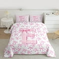 thumbnail image 2 of jejeloiu Cute Personalized Gifts Queen Comforter Set,First Letter E Bedding Comforter Set For Bow Lover Reversible 3-Piece, 2 of 8