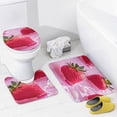 thumbnail image 4 of Strawberries in Pink Liquid Shower Curtain Sets Non-Slip Rugs Bath Mat Toilet Cover U Shaped Mat 4 Pcs, 4 of 8