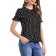 thumbnail image 4 of CAMISA DE PUNTOS DE POLKA PARA MUJERES INSPIRE CHIC CON MANGAS CORTAS Y PUFF, BLUSA VINTAGE CON BOTONES Y COLLAR PETER PAN, TALLA S, NEGRO Y BLANCO, 4 of 6