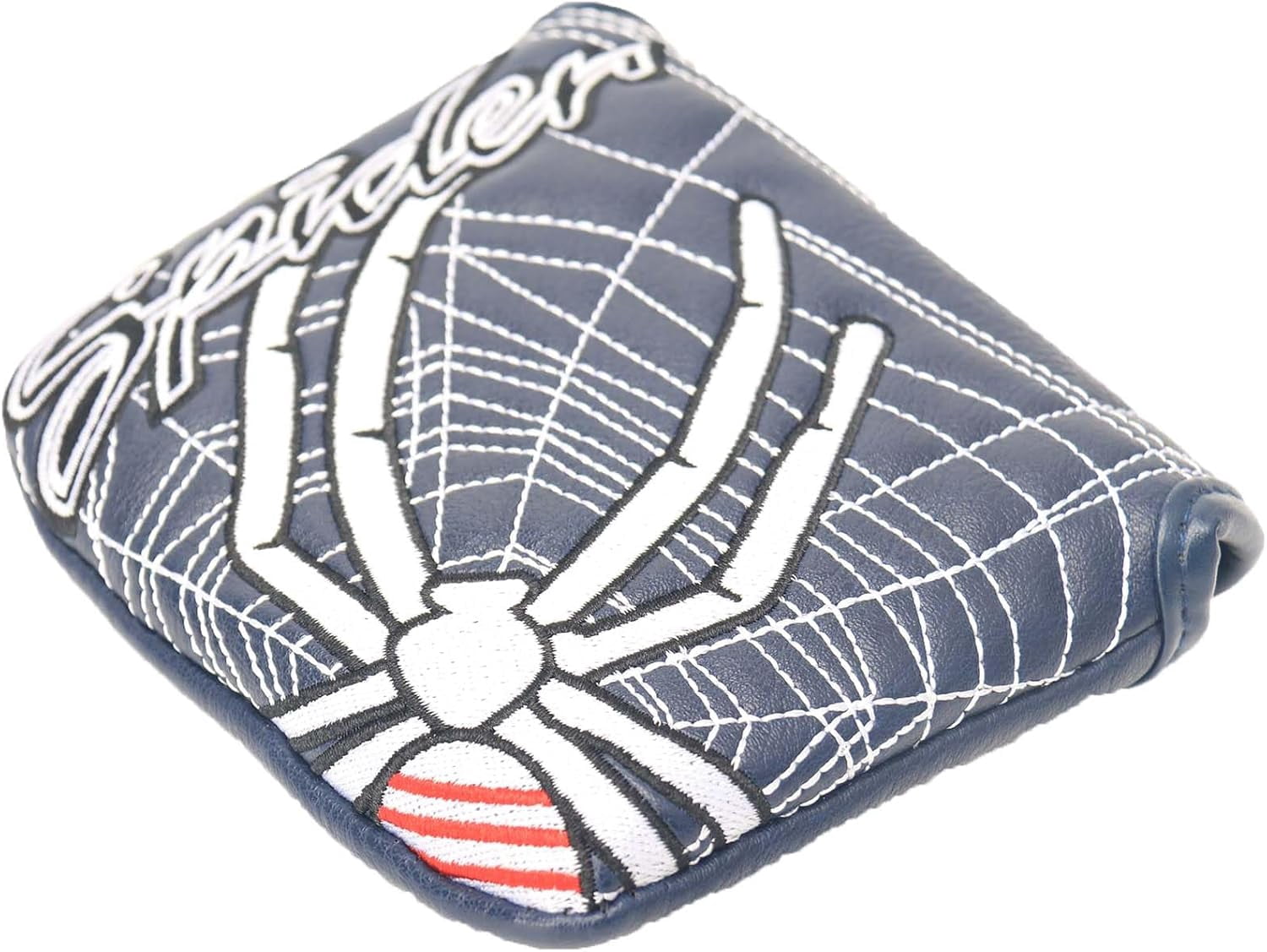 Golf Mallet Putter Head Cover Spider Embroidery Pattern Magnetic Synthetic Leather PU Headcover