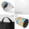 thumbnail image 5 of Circular Hamper Single Layer Laundry Basket Storage Basket Waterproof Single Layer Fabric With Handle Pe Support Strip Turquoise Tie Dye Background Rainbow Colors_3 Medium, 5 of 8