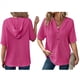 thumbnail image 3 of Blusas de Verano para Mujer, de Punto Gofre, de Corta, con Cordón, Sudaderas con Botones y Cuello en V, Blusas Informales, Camisas. Rojo XL, 3 of 9