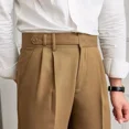 thumbnail image 3 of Pantalones de verano fluidos para hombre, 9 pantalones de traje de color sólido recortados para hombre, pantalones de vestir formales chinos antiarrugas drapeados para hombre, nuevos y económicos, 3 of 5