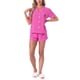 thumbnail image 2 of CONJUNTO DE PIJAMA INSPIRE CHIC para Mujeres con Estampado de Corazones, Ropa de Dormir Linda, Camisa de Botones de Manga Corta con Pantalones Cortos, Conjuntos de Lounge XL Rosa Fucsia, 2 of 6