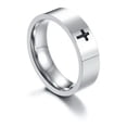 thumbnail image 3 of EOEMY 6mm Black Cross Band Titanium Steel Women Men'S Engagement Silver Ring Size 5-13, 3 of 6