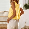 thumbnail image 4 of Xdegoge Linen Crop Tank Tops for Women Boat Neck Sleeveless Casual Vacation Beach Fashion Boxy Fit Checkered Plaid Pattern Soft Breathable Spring Summer Tops, 4 of 7