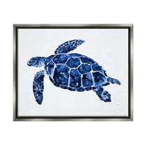 Stupell Industries Blue Speckled Sea Turtle Marine Animal Illustration Painting Luster Gray Floating Framed Canvas Print Wall Art, Design by Patti Mann
