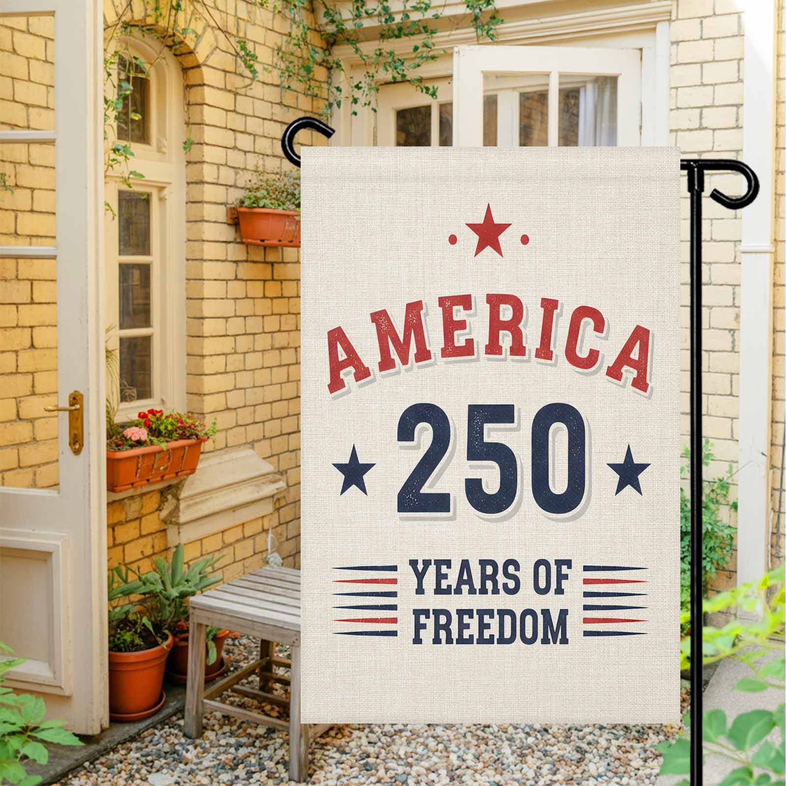4th of July Garden Flags America 250 Years of Freedom Garden Flag Double Sided Welcome Flag Patriotic Stars USA Flag Independence Day Yard Flags for Outdoor Lawn Porch Memorial Day Decor 28x40 Inch