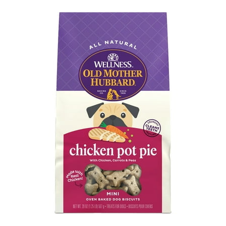 Wellness Old Mother Hubbard Chicken Pot Pie Dog Biscuits, Natural, Training Treats, Chicken Pot Pie Flavor, Mini Size, (20 Ounce Bag)