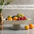 thumbnail image 6 of Large Decorative Bowl, Modern Resin Pedestal Bowl for Home Decor, Stylish Fruit Bowl for Kitchen Counter, Chic Key Holder for Entry Table, Beige, 6 of 6