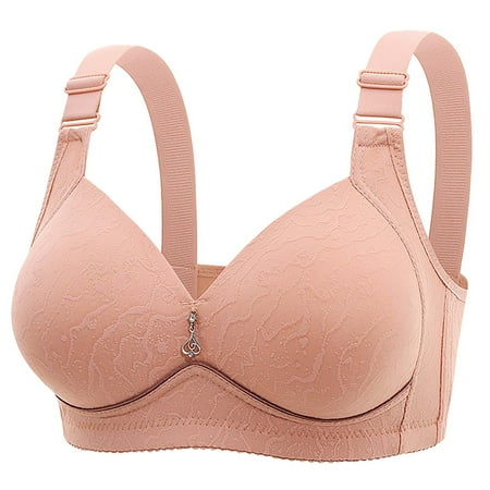 Weikingp Bras for Women  High Support Bras for Women Adjustable Strap Full Coverage Up Bras Comfortable No Underwire Wireless Bras Womens Underwear Plus Size Lingerie Clearance Rose Gold 44