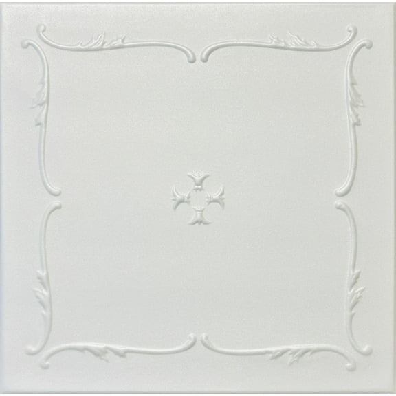 20x20 Styrofoam Ceiling Tiles Glue-Up Decorative Panels for Easy DIY Install, Home & Basement Renovation. R5 Atena, Plain White, Lot/8