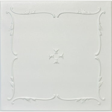 20x20 Styrofoam Ceiling Tiles Glue-Up Decorative Panels for Easy DIY Install, Home & Basement Renovation. R5 Atena, Plain White, Lot/8
