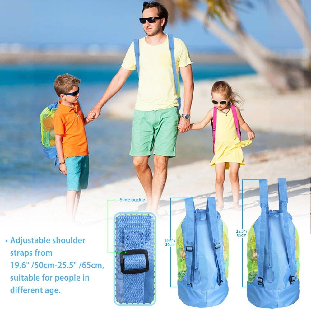 Large Mesh Bag Child Toys Storage Bags for Kids Beach Sand Toys Water Fun Sports Bathroom Clothes Towels Backpacks Gift bluederst Beach Toys Bag