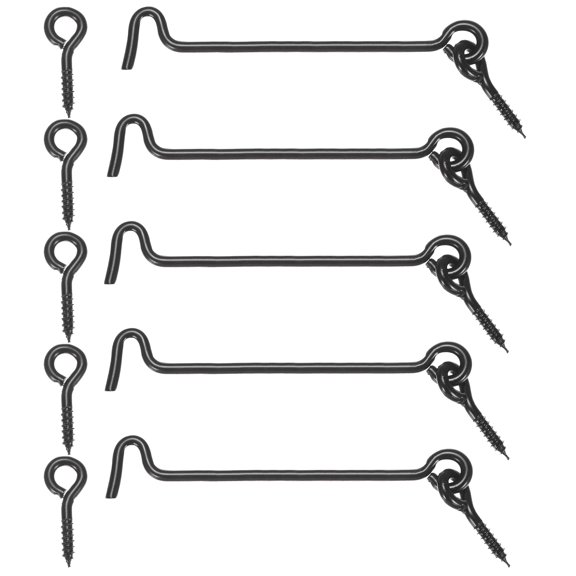 Uxcell 5-Pack Hook and Eye Latch for Door 4 Inch Carbon Steel Gate Latch Barn Door Lock Black Hook and Eye Gate Latch