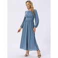 thumbnail image 2 of DARING DIVA Cocktail Lantern A-Line Chiffon Dress L Grey Blue, 2 of 7