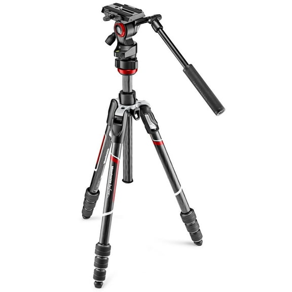 Manfrotto Befree Live 4-Section Carbon Fiber Video Tripod with Fluid Head, Black/Silver