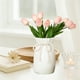thumbnail image 1 of Jarrón de plástico blanco con aspecto de cerámica | Diseño de bolso con cordón de imitación, encaje plisado y lazo de cuerda | Jarrón decorativo para escritorio y hogar, ideal para flores fr, 1 of 6