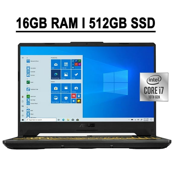 Asus TUF F15 Gaming Laptop 15.6" FHD 144Hz Display 10th Gen Intel Octa-Core i7-10870H 16GB RAM 512GB SSD NVIDIA GeForce GTX 1660 Ti 6GB RGB Backlit HDMI USB-C DTS Webcam Win10