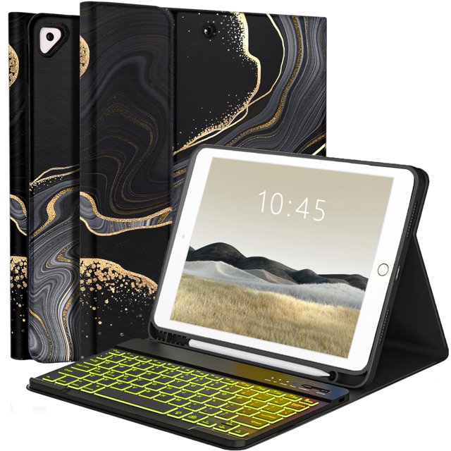 Funda con teclado FUWANG para iPad 9ª, 8ª generación, 10,2 pulgadas