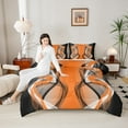 thumbnail image 4 of Feelyou Orange Black Abstract Bedding Comforter Set, Boho Abstract Stripes Twin Comforter Sets, Contemporary Lines Reversible Bedding Set, Ultra Soft Bedroom Decor, 2 Pieces, 4 of 8