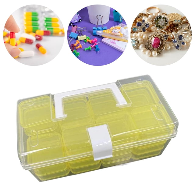arctrm Bead Organizer 32 Grids with Hinged Lid Dustproof Sturdy Bead Storage Containers Craft Organizers for Small Items DIY Storing Yellow