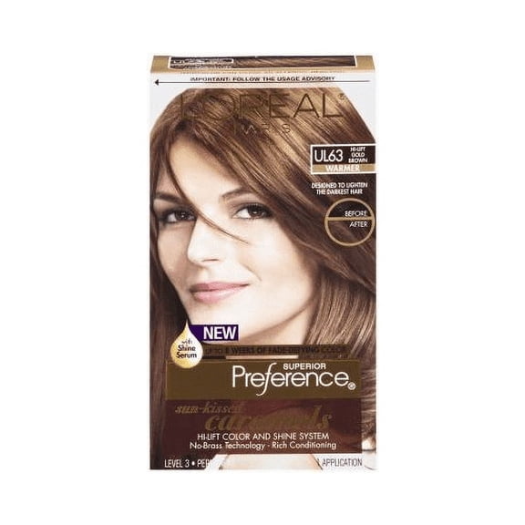 Luxe Locks: L'Oréal Paris Superior Preference Fade-Defying   Shine Permanent Hair Color - U163 Hi-Lift Golden Brown (2 Count) - Transform Your Hair with Radiant Results