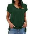 thumbnail image 6 of HTNBO Hooded Tops for Women Summer Casual Short Sleeve Solid/Floral T Shirts V Neck Tees Summer Trends, 6 of 8
