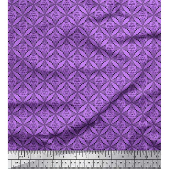Soimoi Purple Silk Fabric Triangle Geometric Fabric Prints By Yard 42 Inch Wide