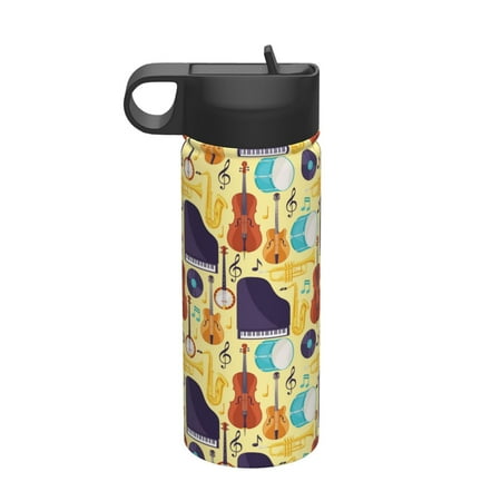 

Uemuo Musical Instruments Print 18oz Sports Insulated Kettle Water Bottle Outdoor Sports Bottle Insulated Hydration Bottle with Handle & Flip Straw