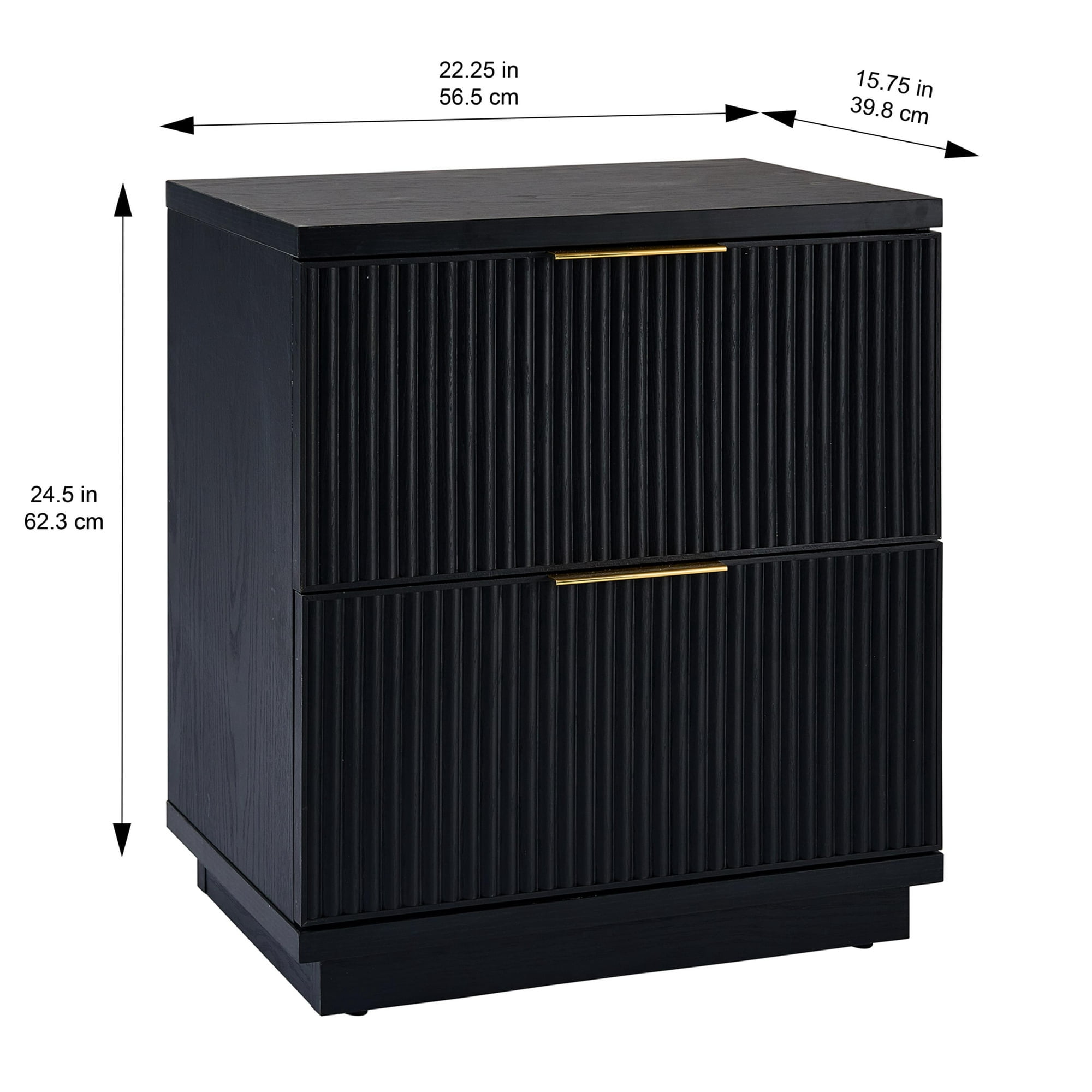 Better Homes & Gardens Lillian 4 Drawer Dresser and 2 Nightstands Bedroom Set, Black Wood