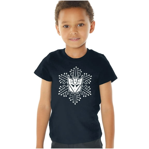 Transformers Decepticon Christmas Snowflake Kids T Shirt (4) for Toddler Boys and Girls, Navy