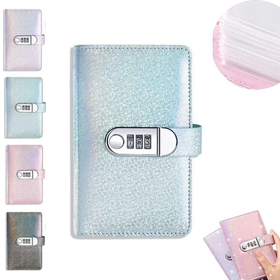 Cash Savings Binder with 3-Digit Combination Lock 100-Page,Security Money Saving Challenge Book,Stuffing Budget Organizer for Saving Challenge (Blue)