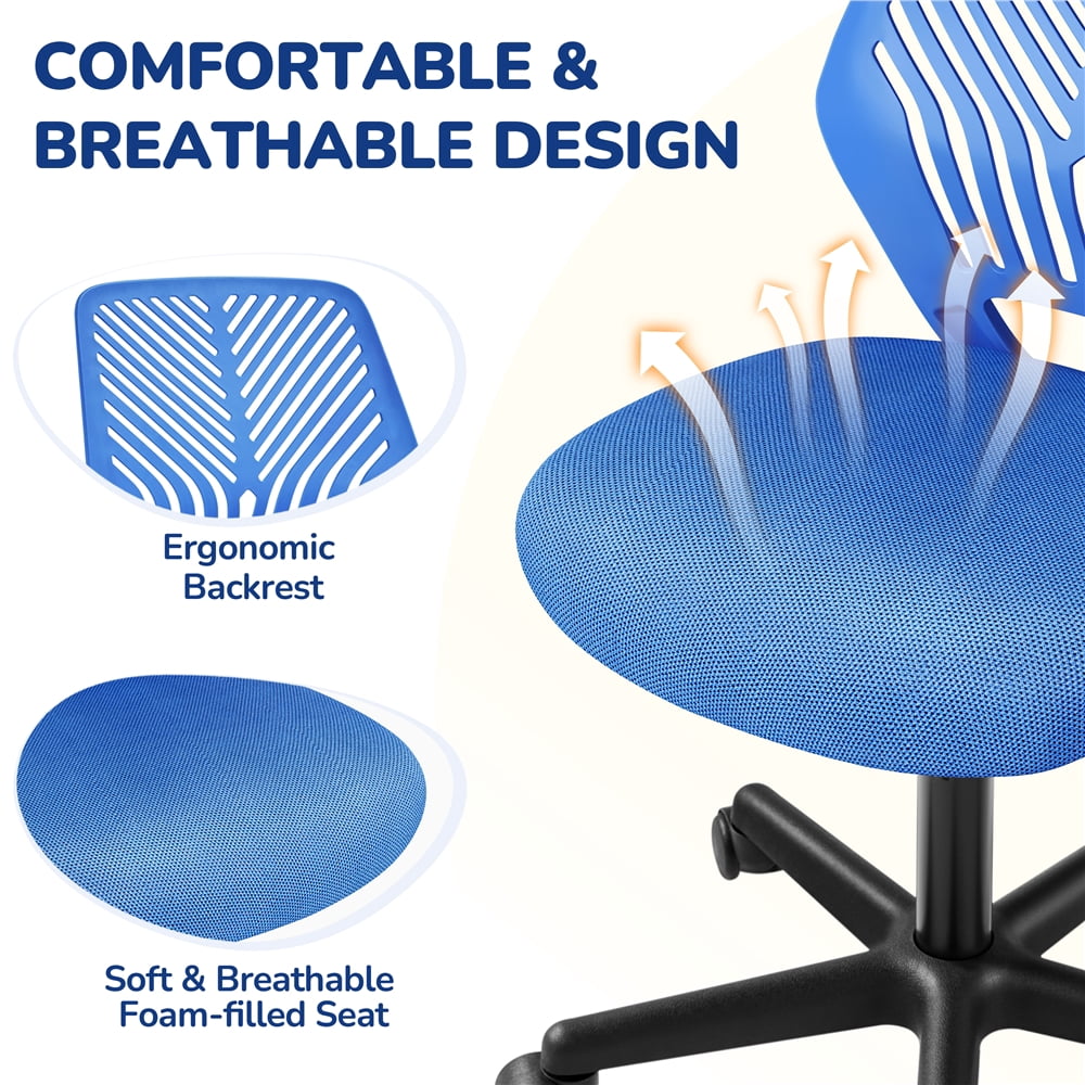 Yaheetech Adjustable Mesh Office Chair Mid Back Swivel Chair, Blue