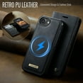 thumbnail image 6 of ELEHOLD Magnetic Detachable Wallet Case for iPhone 16e, Shockproof Faux Leather Stand RFID Card Slots Detachable Mag-Safe Magnetic Case Cover,Removable Back Shell,Black, 6 of 12