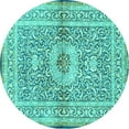 thumbnail image 1 of Ahgly Company Machine Washable Indoor Round Medallion Turquoise Blue Traditional Area Rugs, 5' Round, 1 of 4