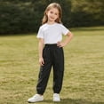 thumbnail image 6 of BRGZLK Toddler Boys Girls Barrel Pants Solid Color Elastic Waist Lightweight Cargo Long Pants Kids Casual Fashion Jogger Pants with Pockets Black 10-11 Years, 6 of 9