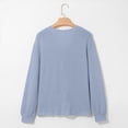 thumbnail image 4 of Blusas Tipo Suéter de Larga Informales con Cuello en V y Cuello de Gofre para Mujer Azul XL, 4 of 9