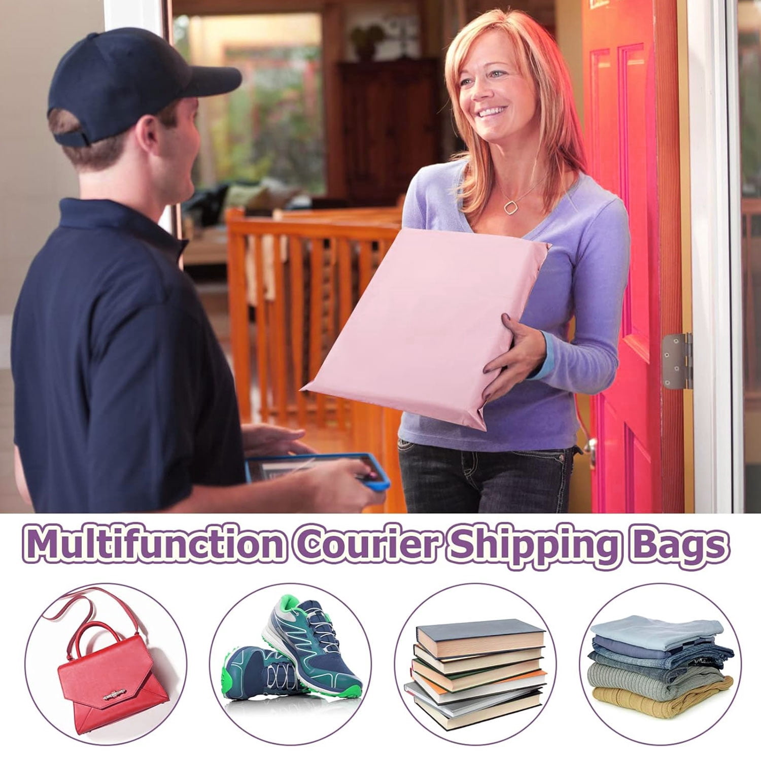 100Pcs Large Poly Mailers, 19 x 24 inch Pink Waterproof and Tear-Proof Self Adhesive Large Shipping Bags, Strong Thick Mailing Bags for Clothing, Small Business