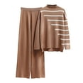 thumbnail image 1 of Yuyuzo Womens Ribble Knit 2 Piece Sets Long Sleeve Turtleneck Pullover Sweaters with Straight Leg Pants Suits, 1 of 4