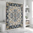 thumbnail image 5 of Boho Navy Blue Shower Curtain Set - 72" x 78" Washable Bathtub Curtain with 12 Hooks, Vintage Southwestern Geometric Ethnic Waterproof Fabric Stall Shower Curtains for Bathroom/Bathtub Décor, 5 of 6