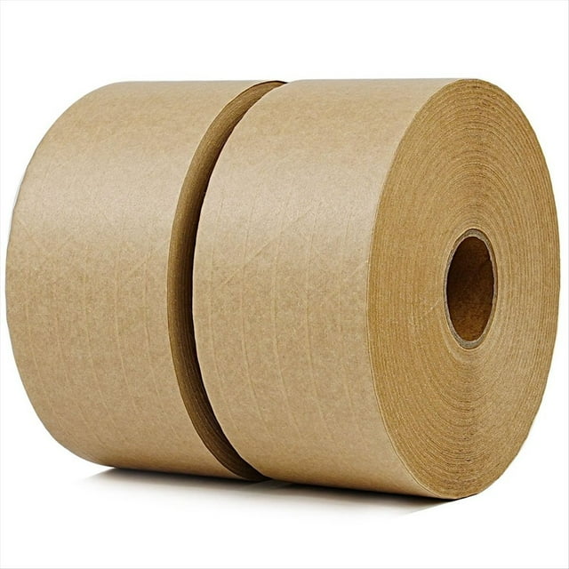 2-Pack Reinforced Water Activated Gummed Kraft Paper Tape, 2.75 Inch X 330 Ft, Total 660ft, Writable Eco-Friendly
