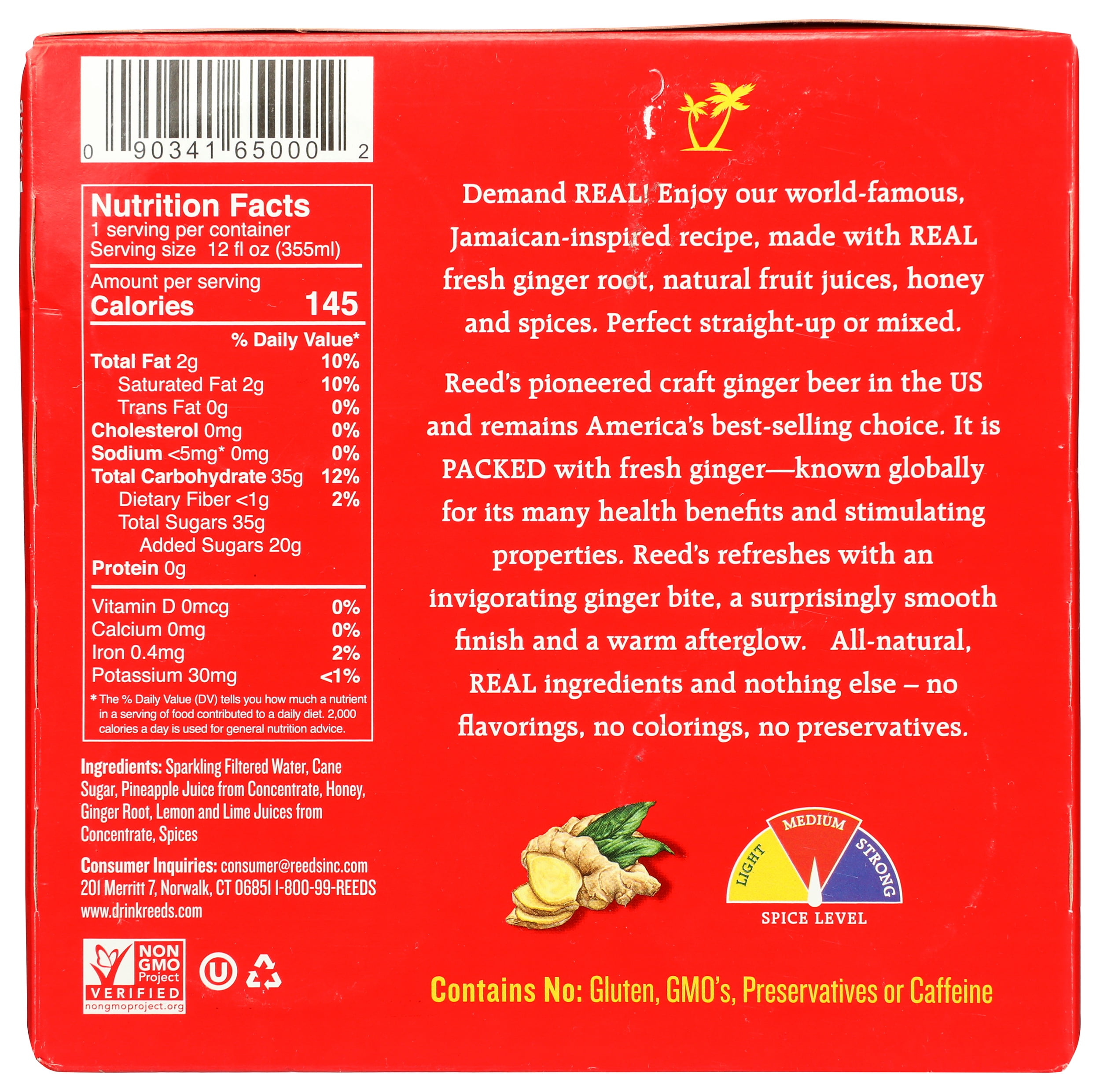 Pack of 6, Reeds Extra Ginger Beer, 48 fl oz