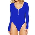 thumbnail image 2 of Elainilye Fashion Thong Bodysuits for Women Color Underwear Butt Lifting Shapewear Tight Fitting Long Sleeved Body Shaping Clothing,Blue, 2 of 6