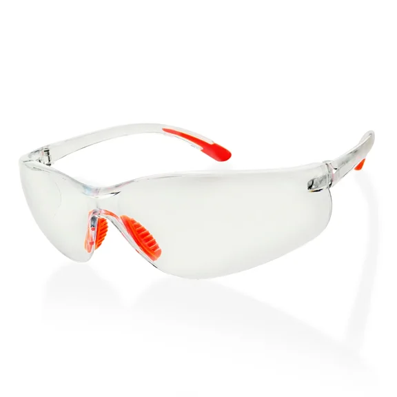 Protective Work Eyewear Wrap Around Utility Clear Slim Glasses Translucent Frame
