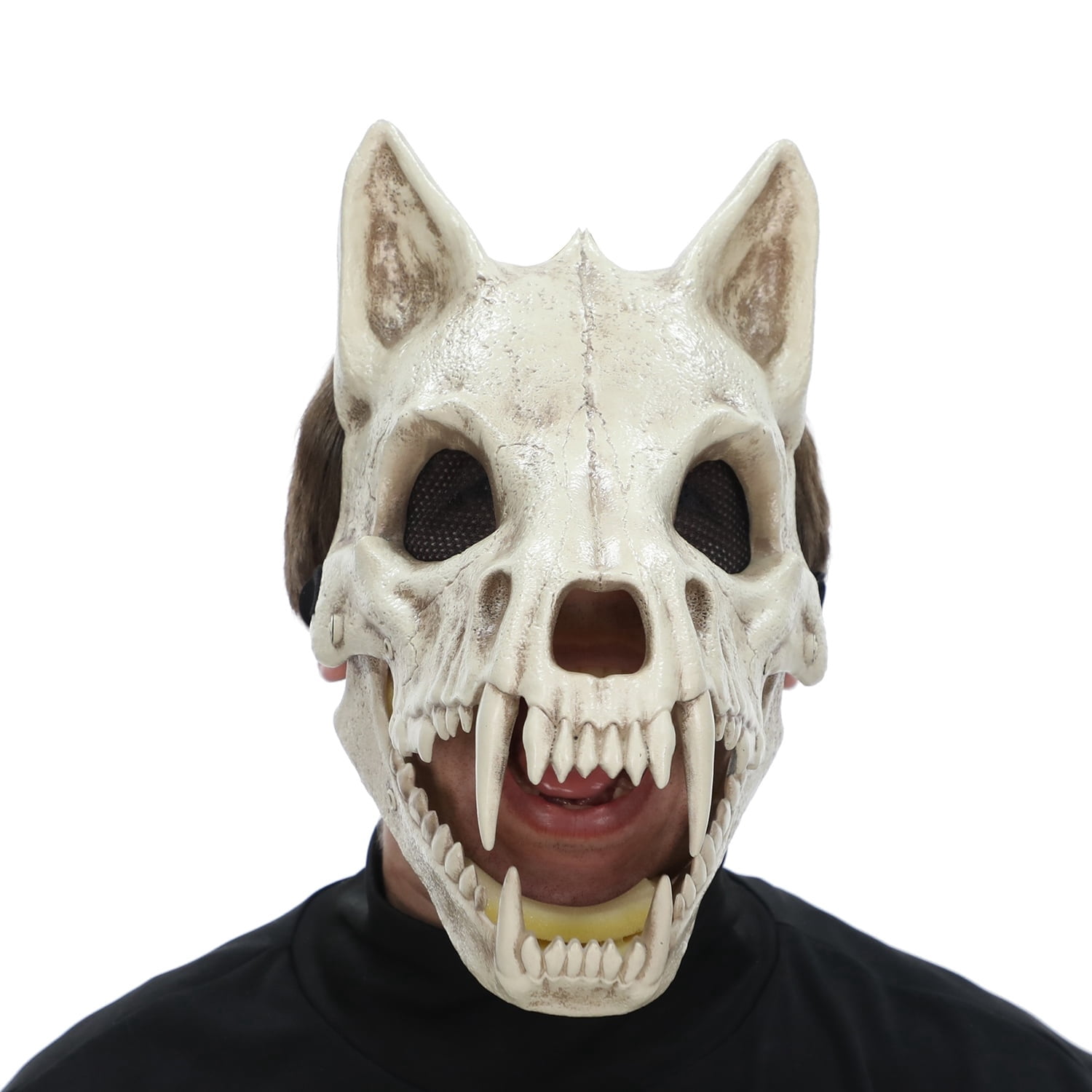 Skeleton Wolf Mask Costume Accessory for Adults, Beige, Halloween by Way To Celebrate